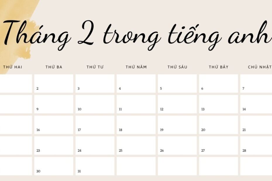 tháng 2 trong tiếng anh