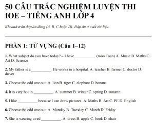 luyện thi ioe lớp 4
